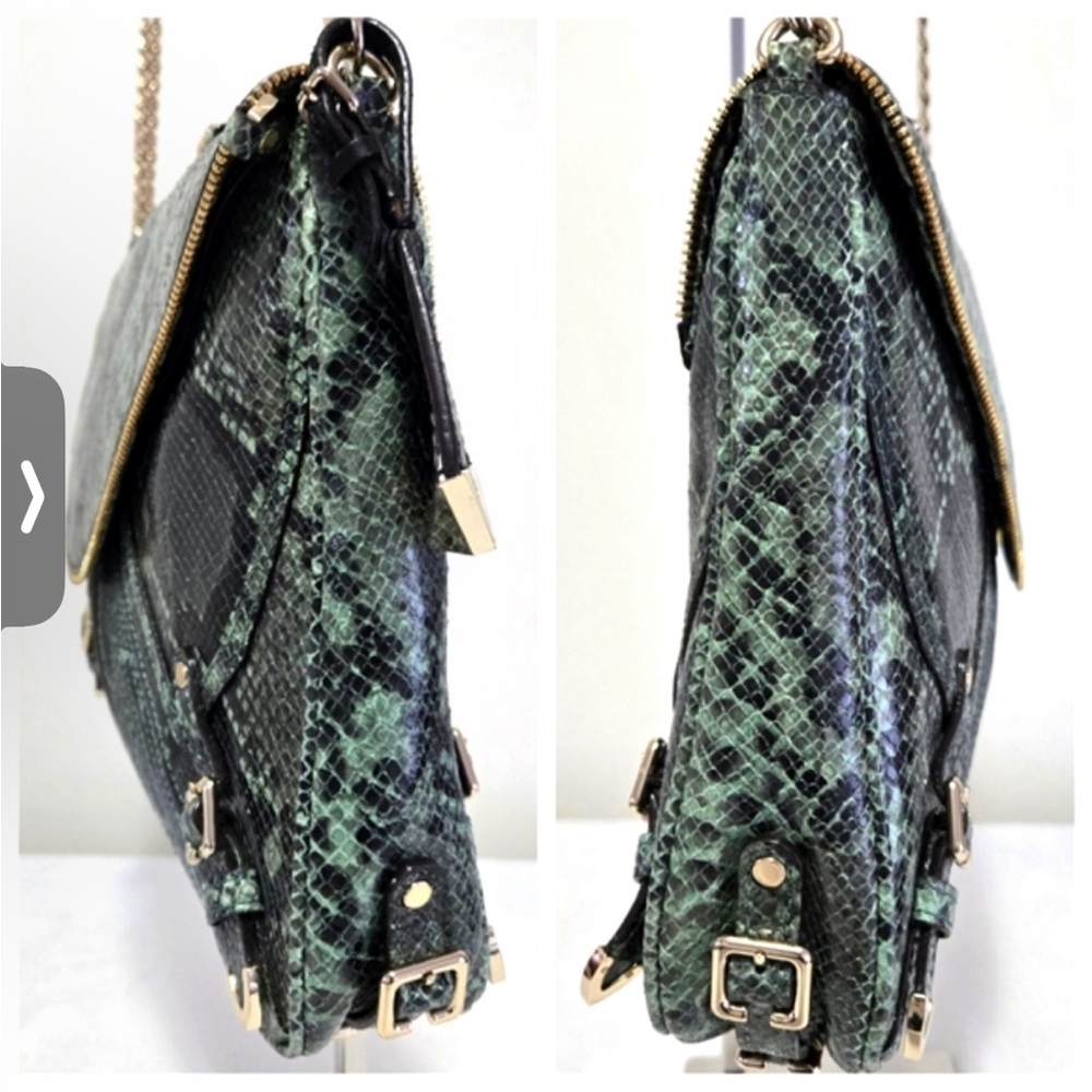 Rebecca Minkoff Collection Green Python Embossed Leather Cali Shoulder Bag - Picture 4 of 15